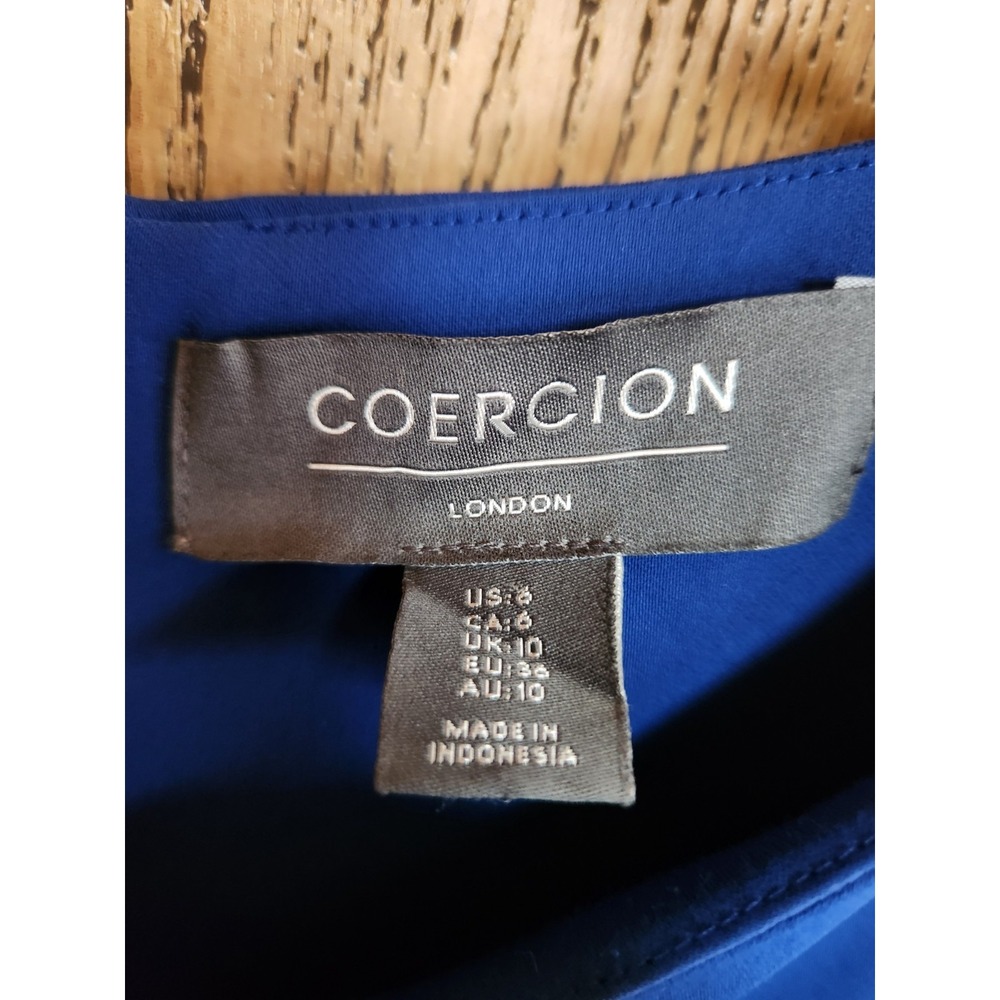 Coercion Shirt Dress Women Size 6 Blue Bow Sleeves Casual - Picture 3 of 3